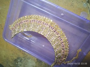 Elegant Gold &amp; Pink Rhinestone Jewelry Set