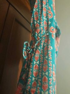 Turquoise &amp; Peach Print Dress
