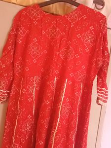 Anarkali Gown, Rajasthani Bandaj Print,