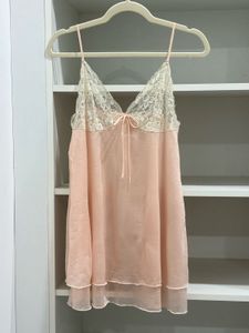 Peach Lace Trim Dress
