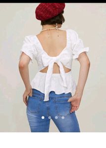 Chic White Textured Peplum Top