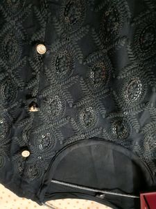 Black Chickenkari Kurti Plazo