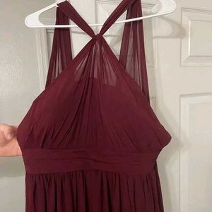 Bill Levkoff Crisscross Halter Gown
