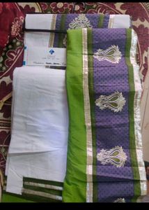 Libas White Cotton Dress Material