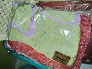 Elegant Olive &amp; Lavender Striped Saree