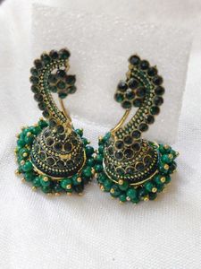 Green Jhumka Earrings