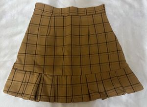 Brown Plaid Mini Skirt