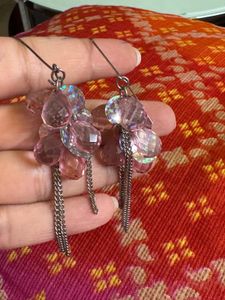 Western Pink Silver Chandelier Earrings