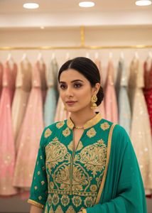 Elegant Green Gown with Dupatta