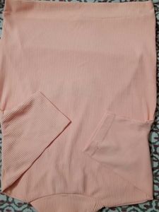 Cute Peach Ribbed Kitty Top, Meowww!!