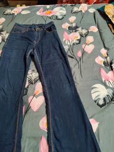 Navy Blue Boot Cut Mid Waist Jeans