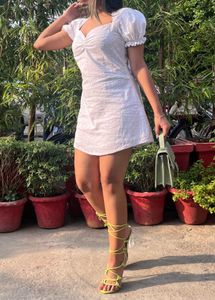 White Eyelet Mini Dress (A tiny yellow stain)