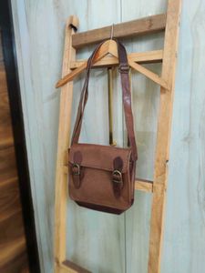 Leather Brown Hanging Bag Size- 9 Inch× 9Inch