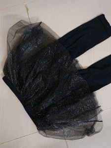 Skirt With Pant Black Partywear