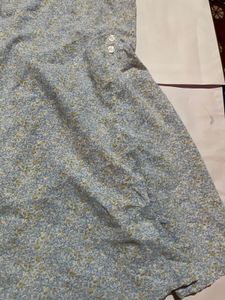 Light Blue Floral Dress With Spaghetti Strap