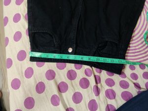 Jet Black Cotton Jeans For Girls