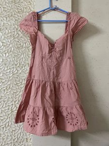 Pink Eyelet Mini Dress