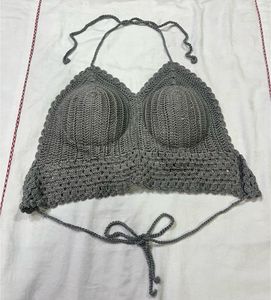Grey Crochet Halter Bralette