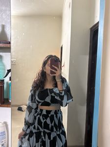 Abstract Print Tiered Maxi Dress