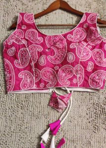 Hot Pink Embroiderd Saree Blouse