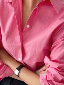 Classic oversized Pink Button-up Shirt