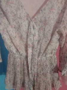 Floral Print Tie Neck Blouse