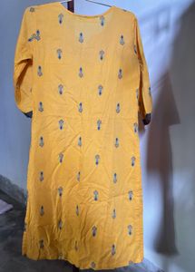 Yellow Embroidered Kurti