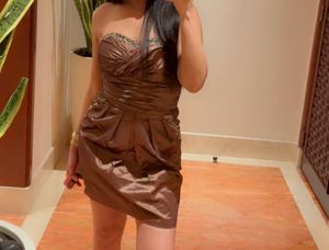 Brown Sequin Strapless Dress