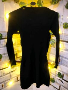 Black Dress with Faux Fur Detail