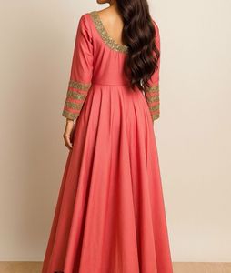 Elegant Coral Ethnic Gown