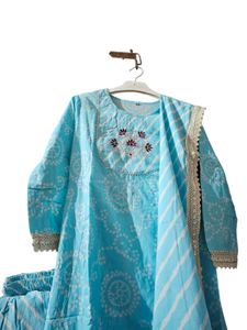 Sky Blue Kurta Set With Dupatta &amp; Bottom