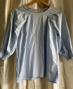 Blue Puff Sleeve Top