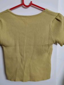 Mustard Ribbed Crop Top