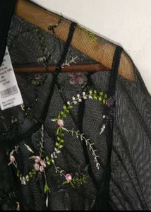 Floral Embroidered Mesh Top