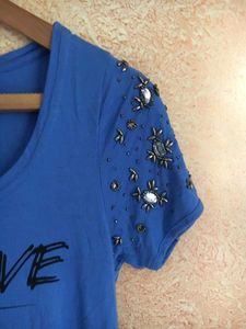 Blue Embellish T-shirt