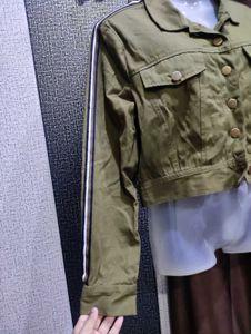 Olive Green Cropped Jacket