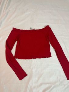 H&M Red Off Shoulder Top
