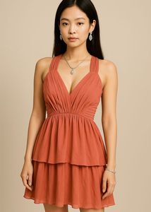 H&amp;M Corset Boning Peach Dress