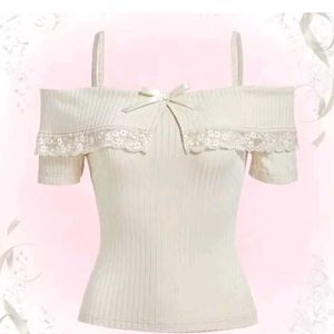 Ribbed Lace Trim Top