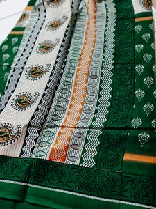 Green Printed Saree