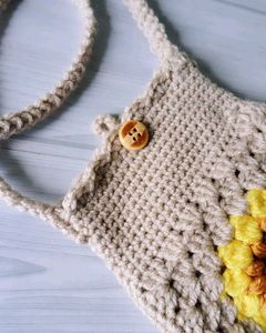 Sunshine Sunflower Crochet Sling Bag