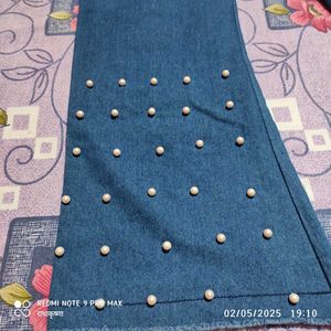 Girls Pearl Detail Denim Jeans