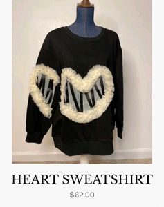 vogue Heart Patch Black Sweatshirt