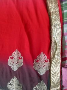 Elegant Red &amp; Black Saree