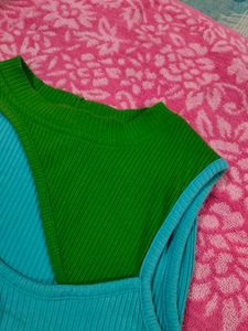 Sassafras Blue Green Colorblocked Top