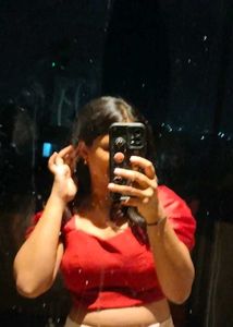 Red Corset Top with Ruffle Sleeves