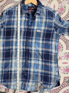 U.S. Polo Assn. Indigo Check Self Print Shirt