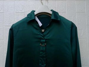 New with tag Pinterest Elegant Green Tie-Neck Blou