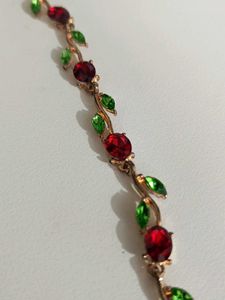 Floral Red &amp; Green Gem Bracelet