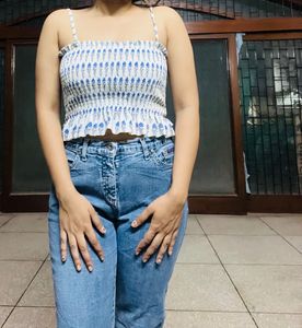 Pretty Floral Shirred Padded Crop Top